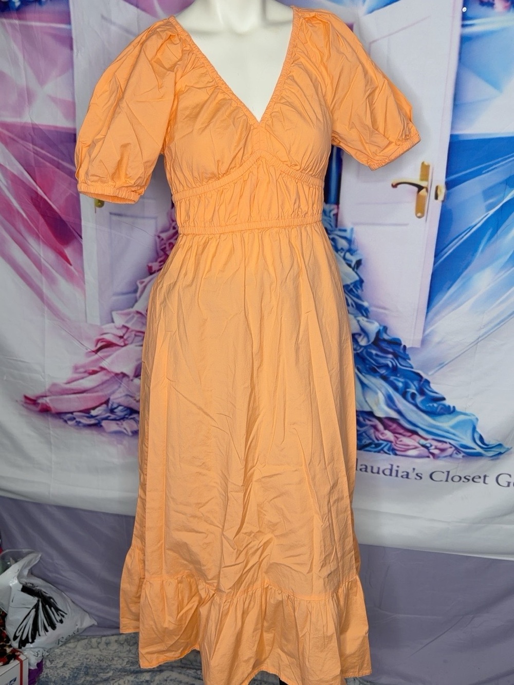 Vineyard Vines Melon Orange V-Neck Maxi Dress